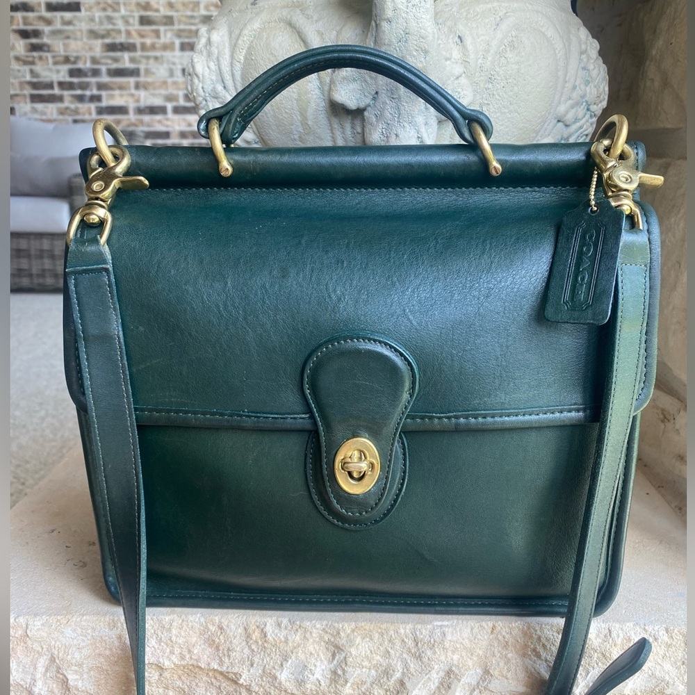 Coach Vintage Willis Satchel Bottle Green leather 9927